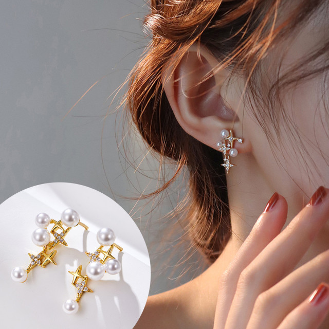 9271836.星芒法式复古耳钉女芒星森系超仙冷淡风耳环饰品