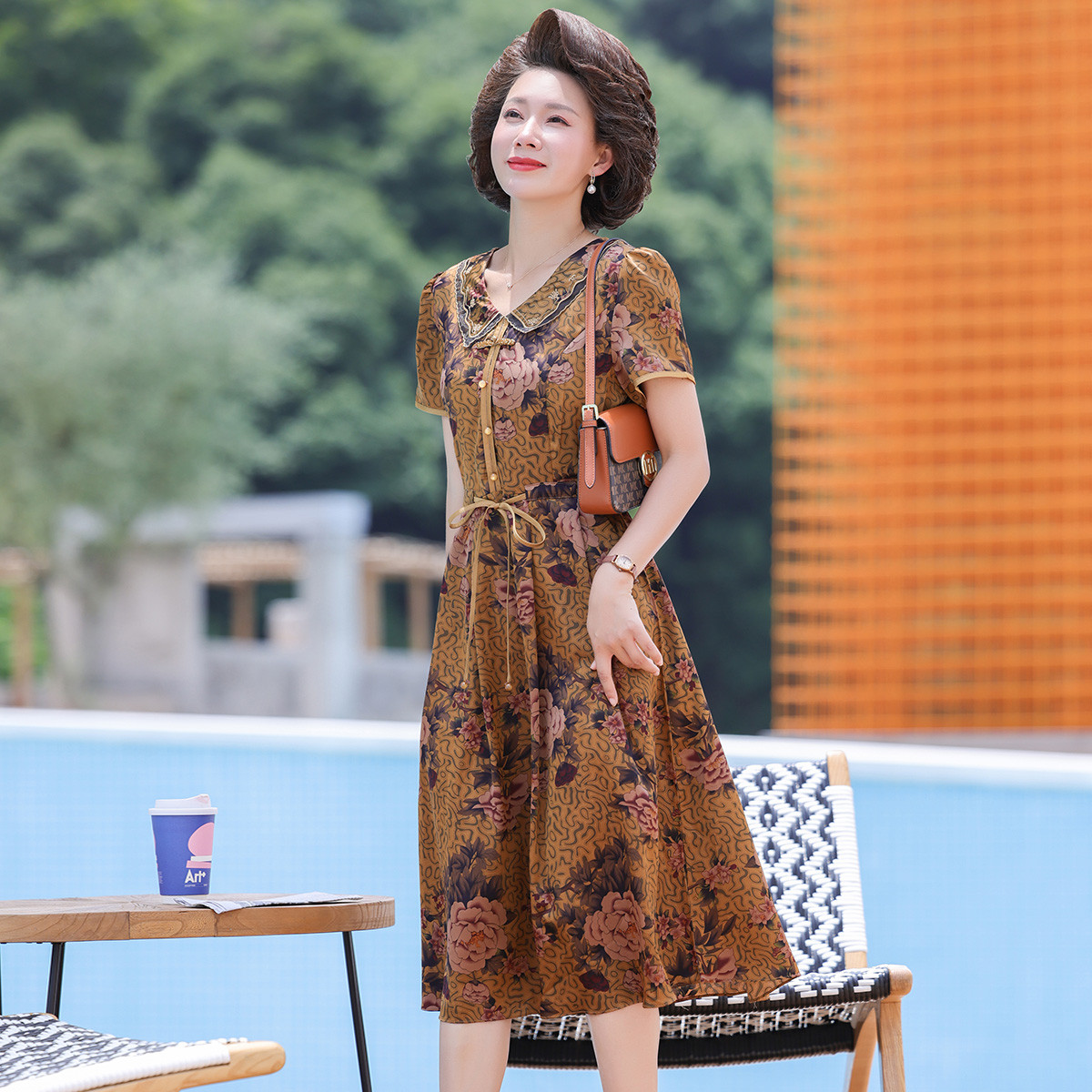 9442166.【店铺上新】中老年妈妈夏装气质连衣裙中年女夏季薄款中长款裙子