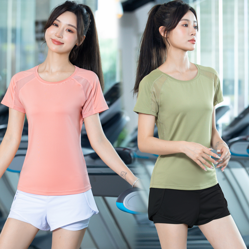 9260872.7-CY女式夏季弹力透气速干短袖运动套装多色可选【7-CY运动户外】