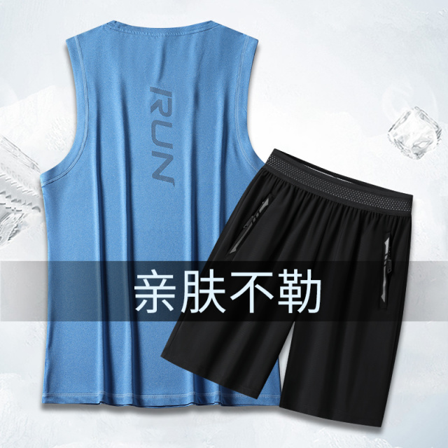 9269731.淘贝鼠男夏季健身跑步弹力清凉透气运动套装【淘贝鼠运动户外】