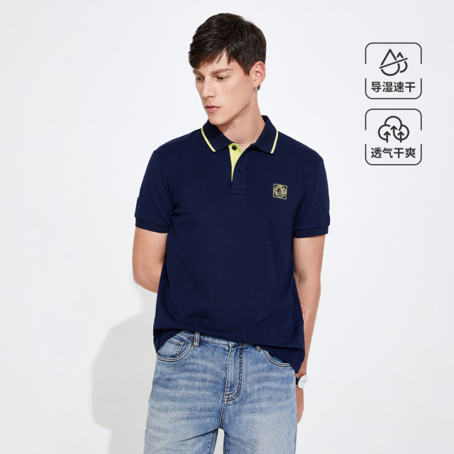 9268314.【单向导湿】意大利小帆船 23春夏新品刺绣男士短袖Polo