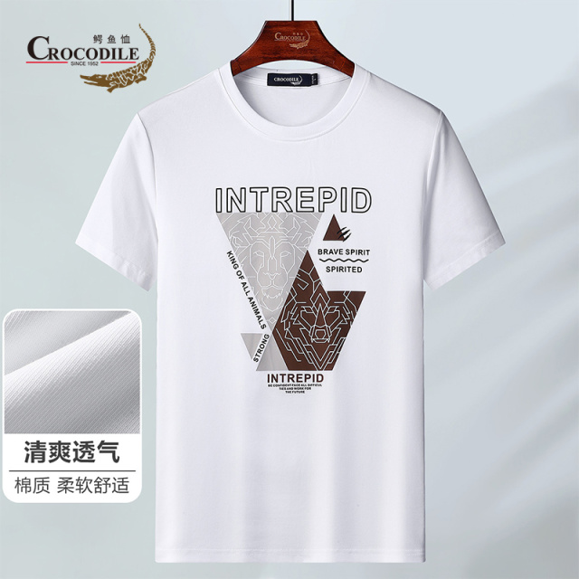 9273220.鳄鱼恤品质优选夏季棉混纺清爽透气时尚印花工艺圆领短袖T恤男