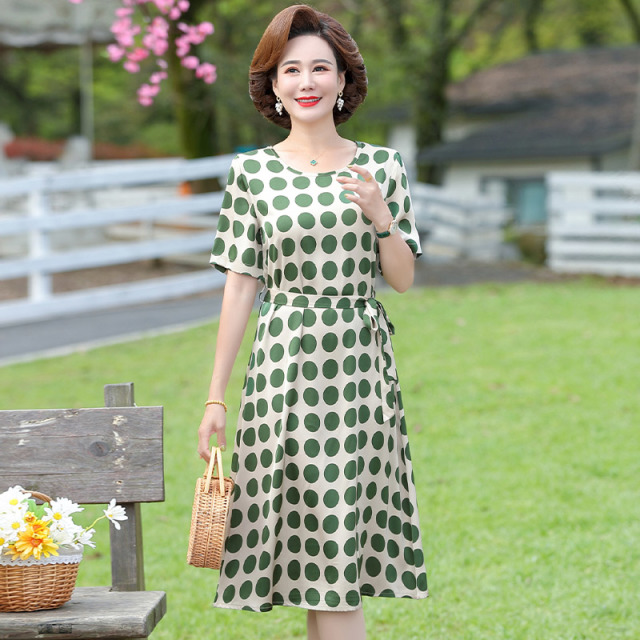 12637310.妈妈款夏季圆点洋气连衣裙