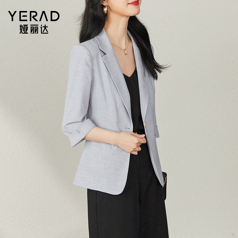 9327249.【娅丽达】夏季气质仿麻七分袖休闲西服