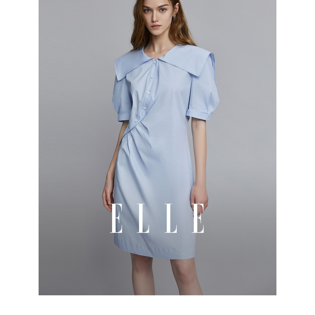 11031562.ELLE2023夏装新款质感高级感法式高端精致显瘦连衣裙女