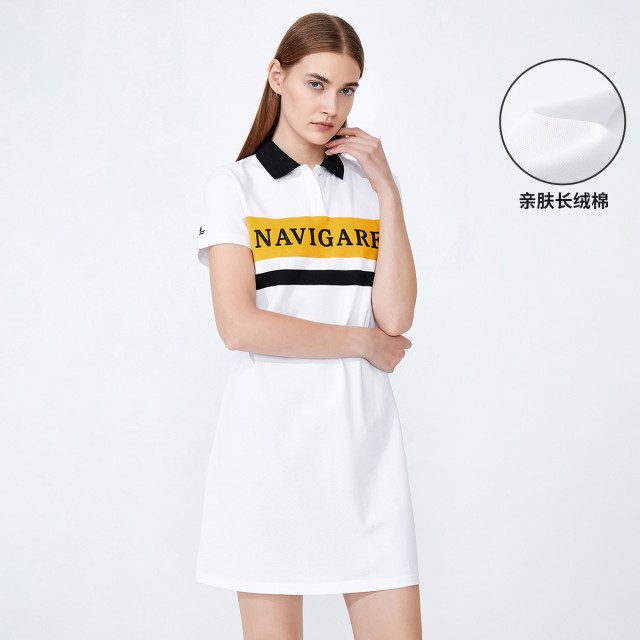 9428381.【珠地网眼】意大利小帆船 春夏字母胶印抑菌女士Polo裙