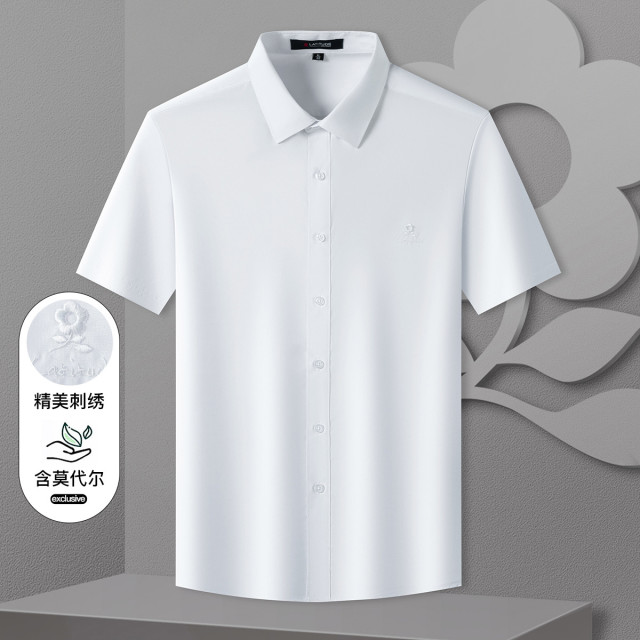 9424693.【含莫代尔&柔软亲肤】纯色衬衫短袖衬衣