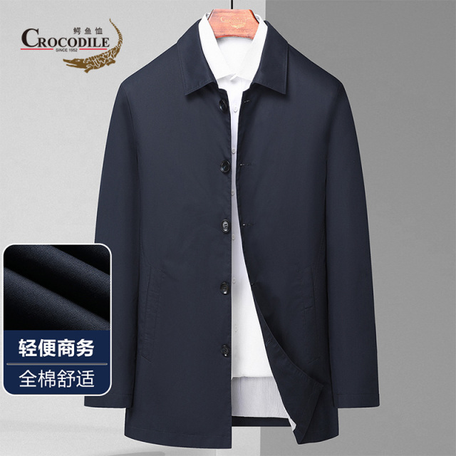 9499943.【专柜款】春夏翻领全棉舒适纽扣中长款夹克男