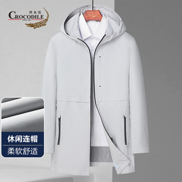 9499064.【专柜款】春夏时尚休闲连帽拉链中长款男式风衣男