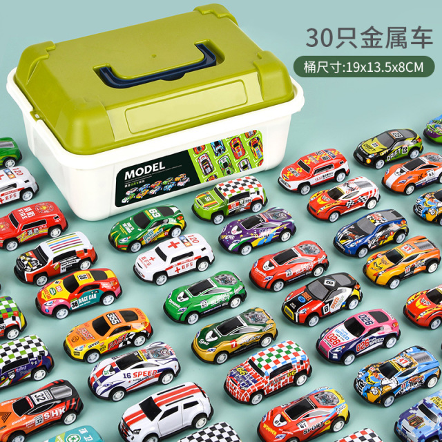 11951256.【满99减15专区】智恩堡 儿童玩具车合金车金属车30只/50只/80只/100只+收纳桶装（无需电池惯性滑行一推就跑）