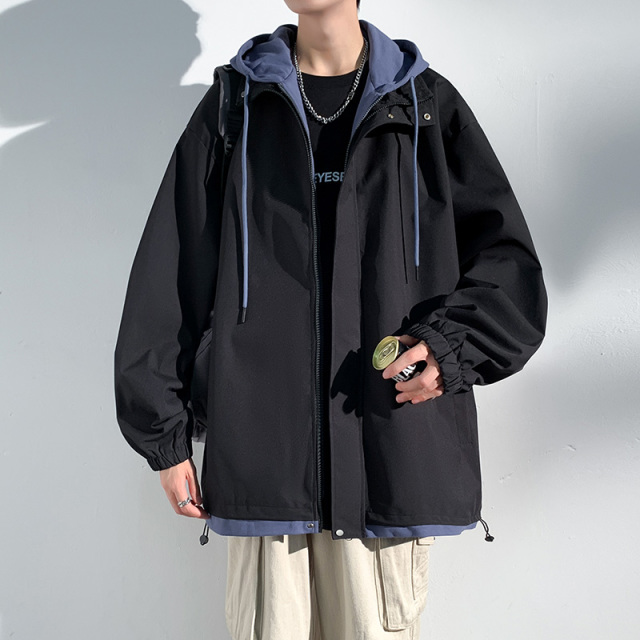 9573062.衣仕梵春秋新款男士假两件连帽潮流休闲百搭夹克【衣仕梵男装1】
