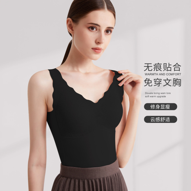 9598635.古今自带胸垫可拆卸胸垫蕾丝打底女士背心