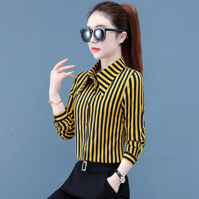 9675587.7-CHAOY春秋女式时髦气质竖条纹长袖衬衫【7-CHAOY女装1】