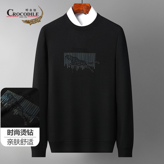 9673999.鳄鱼恤【加厚保暖】秋冬新品经典时尚烫钻柔软舒适圆领男式卫衣男