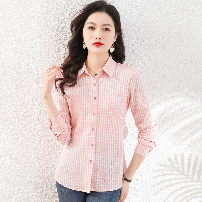 9675592.7-CHAOY春秋女式格子时髦显瘦优雅长袖衬衫【7-CHAOY女装1】
