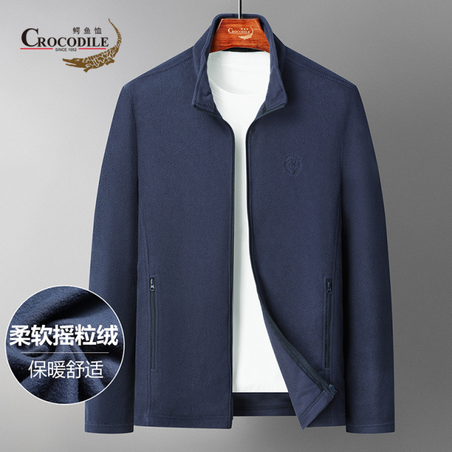 9674034.鳄鱼恤商务优选春秋打底保暖舒适摇粒绒面料男式抓绒衣外套夹克男