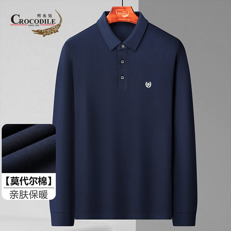 9672899.鳄鱼恤【莫代尔棉】秋季专柜款商务平纹男式针织polo衫男