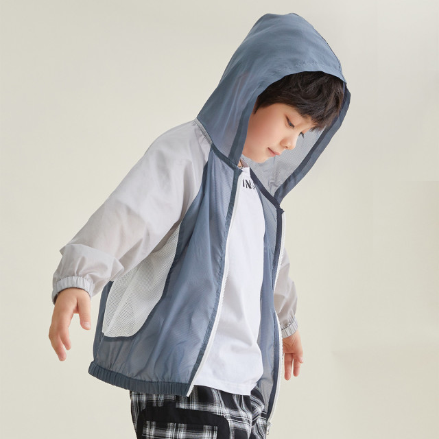 13311081.男童夏季轻薄外套儿童新款三拼色户外遮阳服中大童防蚊空调服