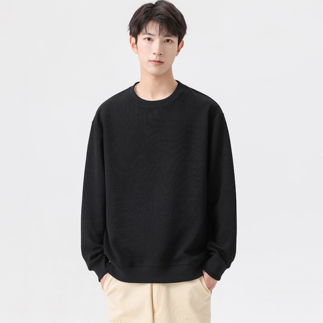 9691047.七玻威春秋男式纯色宽松港风M-8XL潮流百搭卫衣【七玻威男装1】