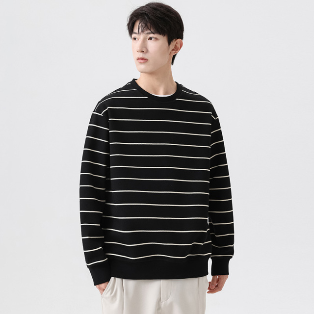 9691032.七玻威春秋男式高品质M-8XL潮流条纹百搭卫衣【七玻威男装1】