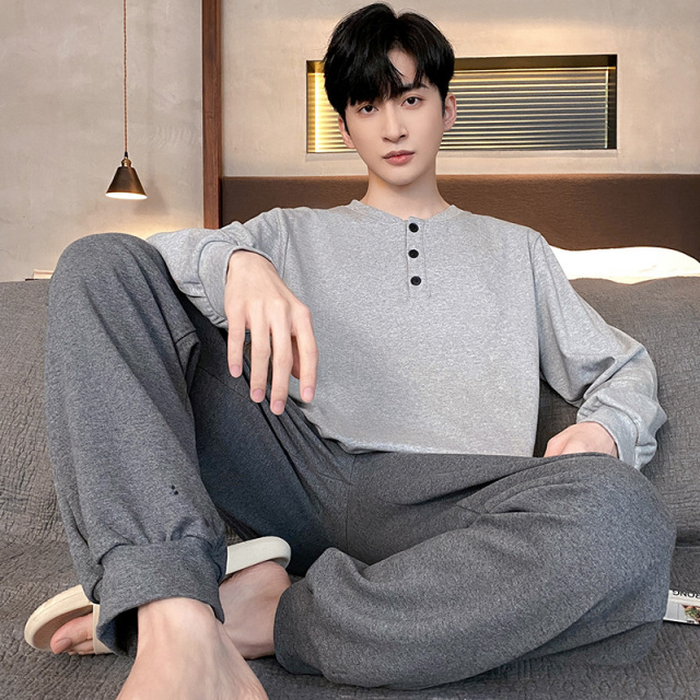 13646058.【品质男装】休闲家居服圆领长袖长裤两件套可外穿睡衣