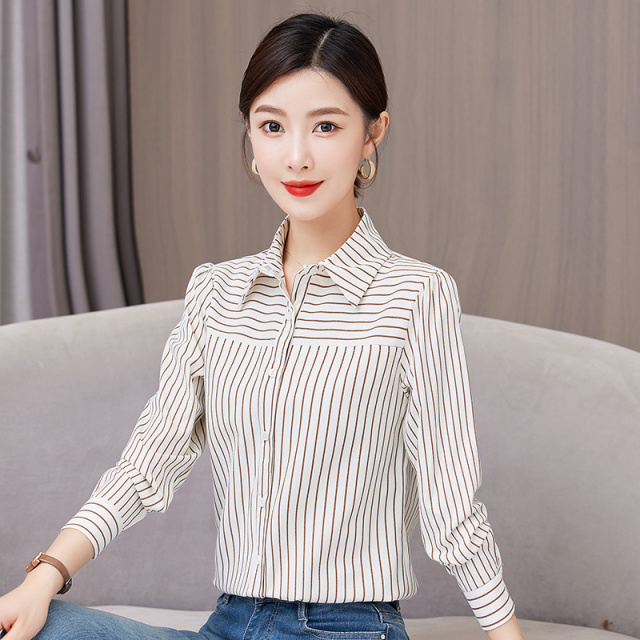 9731343.7-CHAOY春秋女式新款小清新条纹减龄百搭长袖衬衫【7-CHAOY女装1】