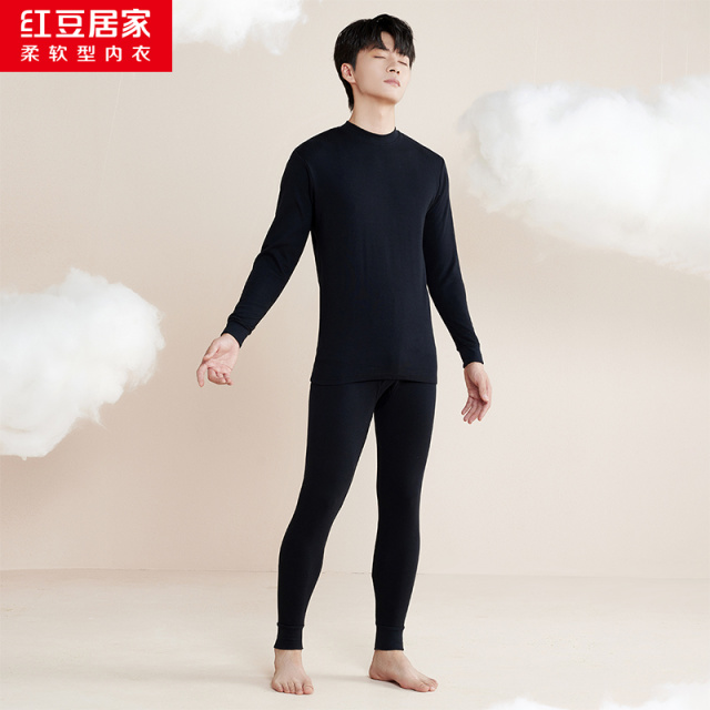 12317463.【舒适全棉】红豆秋衣秋裤情侣款纯棉打底棉毛衫薄保暖内衣套装