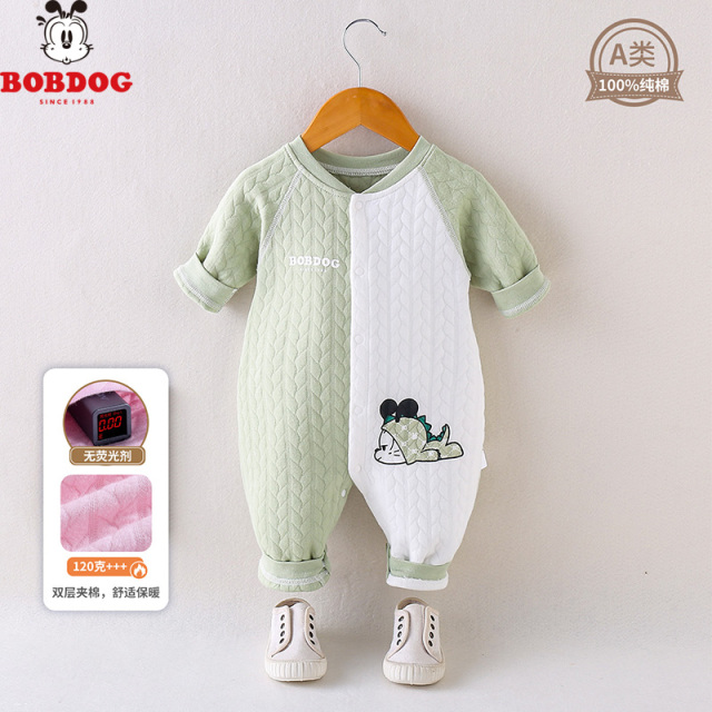 13667663.巴布豆A类纯棉保暖空气层】婴儿秋冬季衣服夹棉连体衣新生儿宝宝衣服