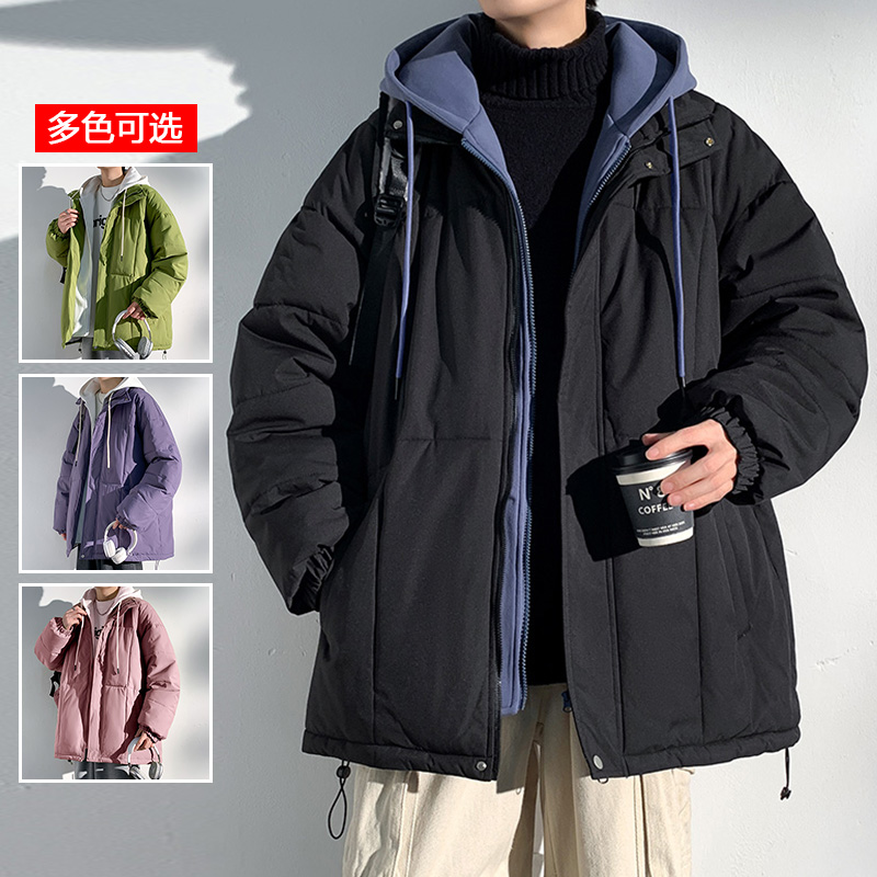 9785650.衣仕梵秋冬新款男式假两件时髦宽松百搭保暖棉服【衣仕梵男装1】