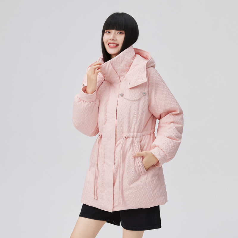 10917971.艾莱依连帽羽绒服女款秋冬收腰肌理感个性外套