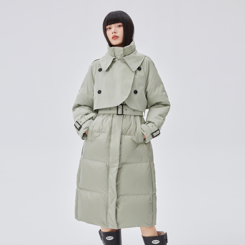 10917972.艾莱依明星同款风衣羽绒服女设计感拼接时尚长款冬季外套