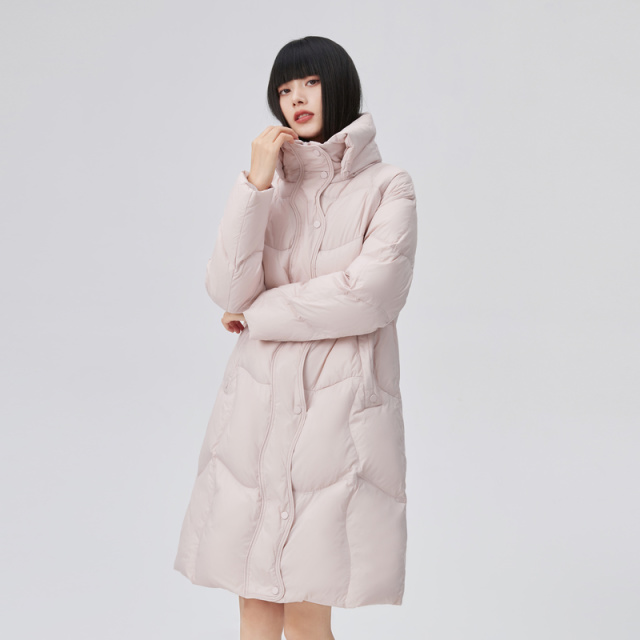 10918035.艾莱依羽绒服女长款立领温暖时尚休闲高级防寒冬季外套