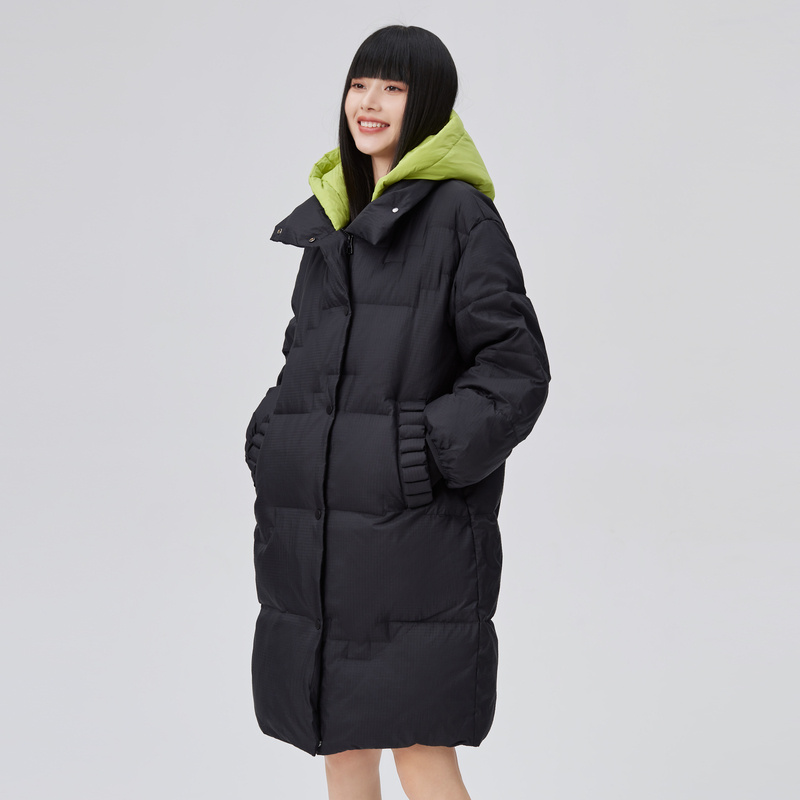 10918069.艾莱依白色羽绒服女装长款时尚休闲宽松冬季外套