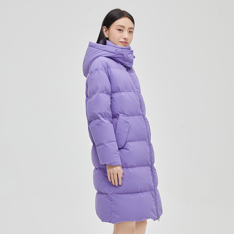 10917922.艾莱依羽绒服女款长款冬季铆钉设计感连帽外套保暖防风