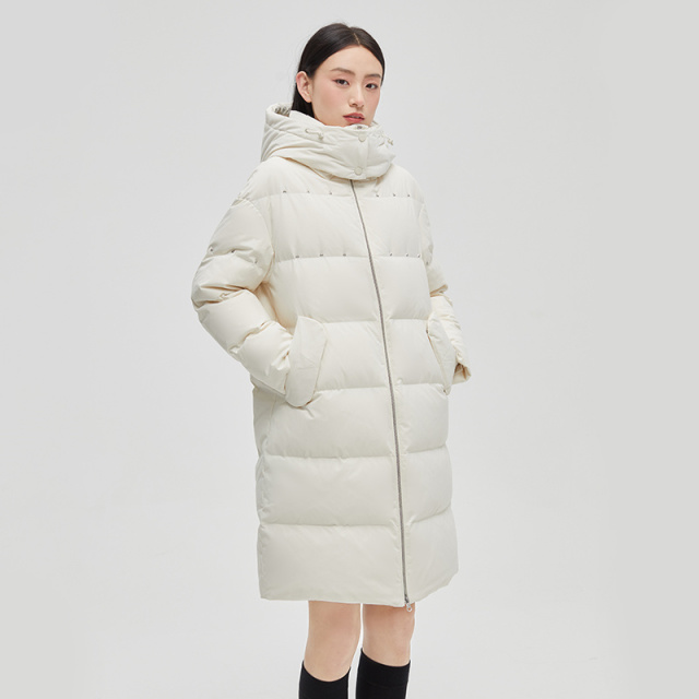 10917922.艾莱依羽绒服女款长款冬季铆钉设计感连帽外套保暖防风