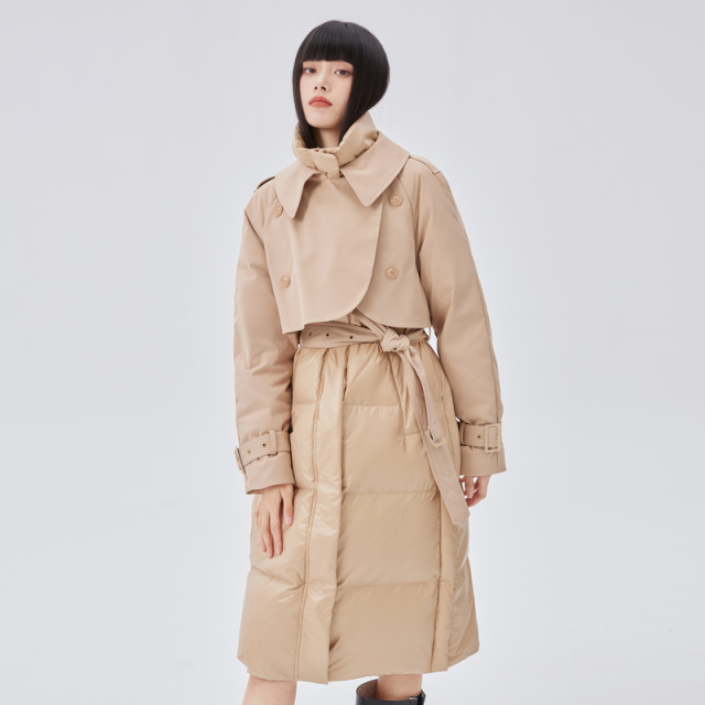 10917972.艾莱依明星同款风衣羽绒服女设计感拼接时尚长款冬季外套
