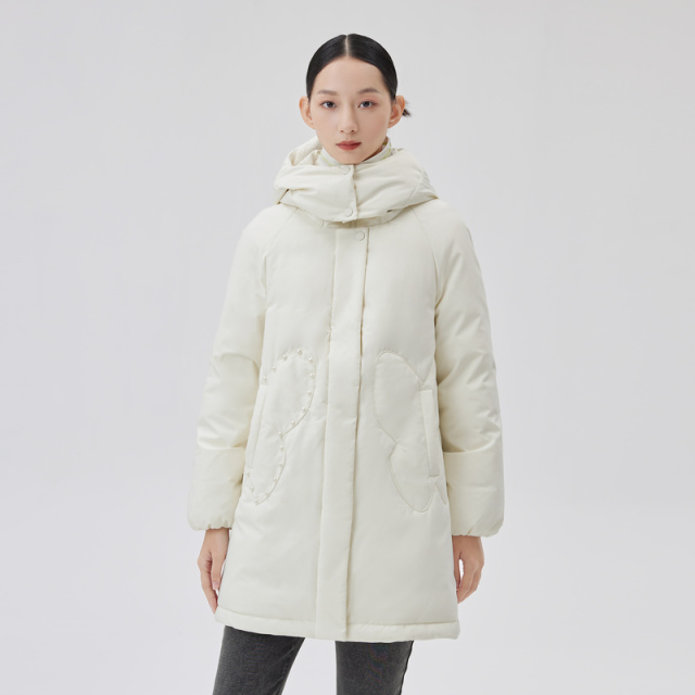 10918047.艾莱依中长款羽绒服女秋冬装潮流白色时尚休闲宽松外套