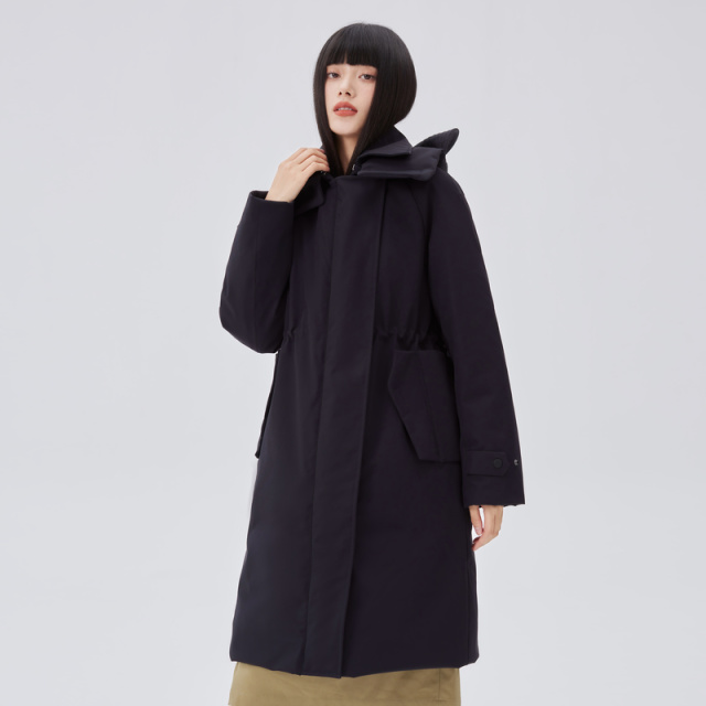 10918037.艾莱依户外鹅绒羽绒服女长款可脱卸帽宽松时尚冬季外套