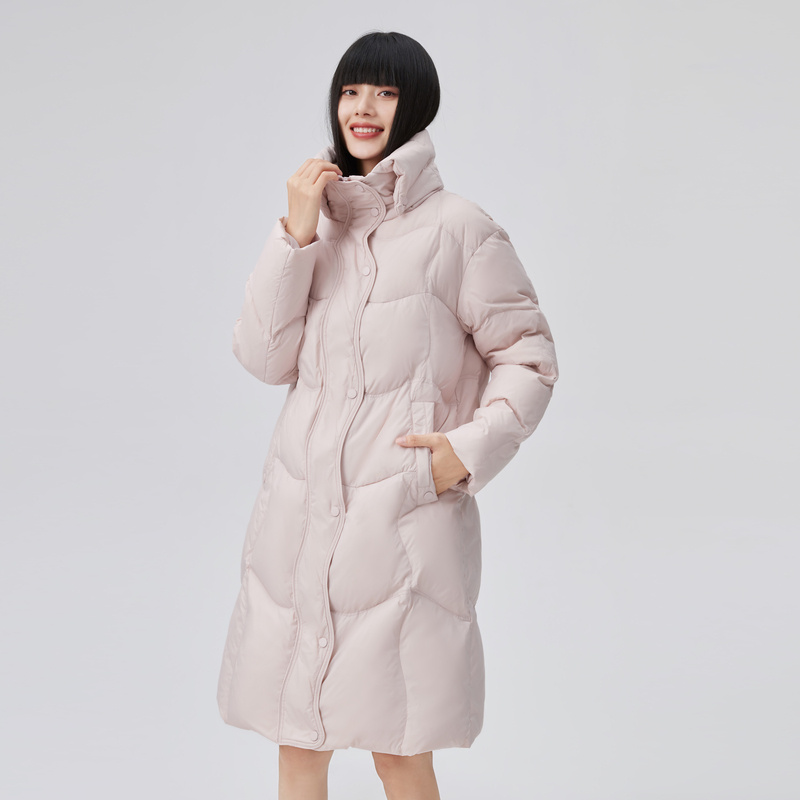10918035.艾莱依羽绒服女长款立领温暖时尚休闲高级防寒冬季外套