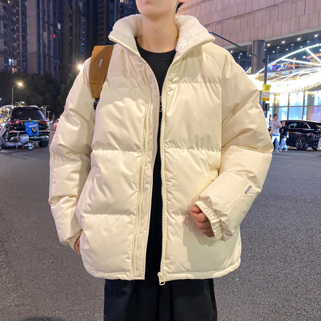 9801941.季婕冬季纯色加绒男式新款宽松百搭保暖棉服【季婕男装1】