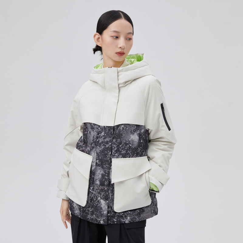 10917770.艾莱依商场同款鹅绒羽绒服女短款户外运动风工装女式外套