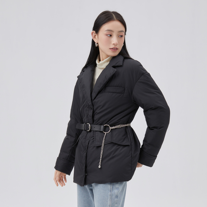 10917767.艾莱依羽绒女秋冬时尚摩登鸭绒西装外套