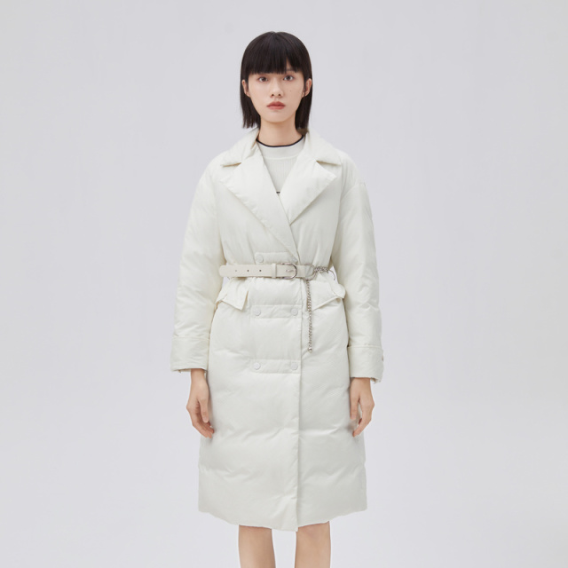 10917771.艾莱依羽绒女设计感长款收腰冬季西装大衣