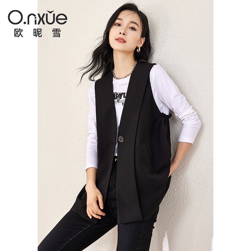 9803143.欧昵雪【时尚V领马甲外套】新品高级感小众气质马甲外搭女