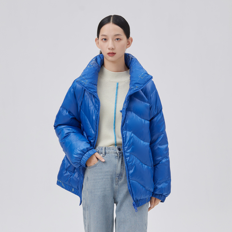 10917773.艾莱依商场同款鸭绒短款羽绒服女加厚秋冬防风立领外套女