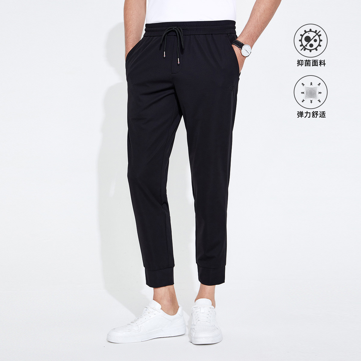 9847034.意大利小帆船 23秋季新品时尚休闲系绳男士针织束脚长裤