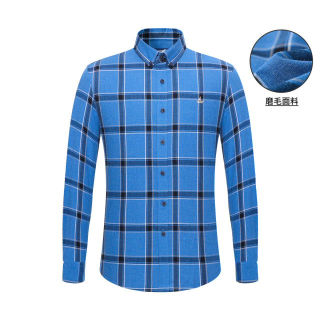 9846912.意大利小帆船 秋季时尚顺滑亲肤抗皱男士长袖格子衬衫