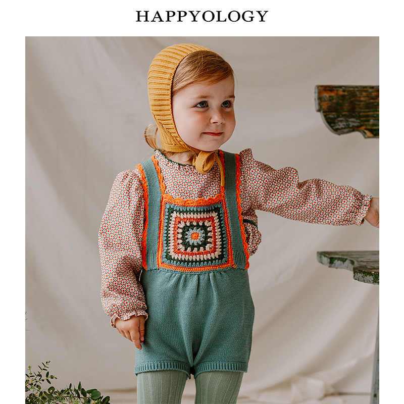 11847873.happyology英国婴儿吊带爬服儿童英伦秋冬连体衣针织裤纯棉背带裤