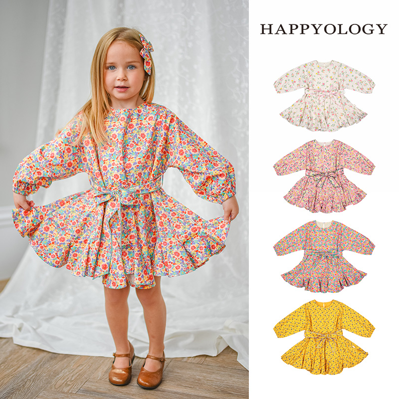 11847846.happyology英国女童长袖连衣裙碎花有机棉裙子儿童英伦春季连身裙