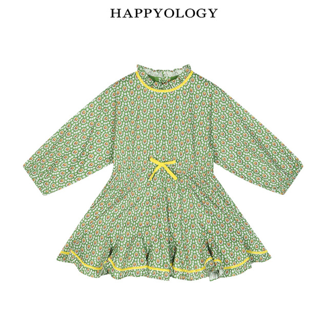 11847827.happyology英国女童连衣裙有机棉碎花裙子长袖春秋季儿童连身裙子